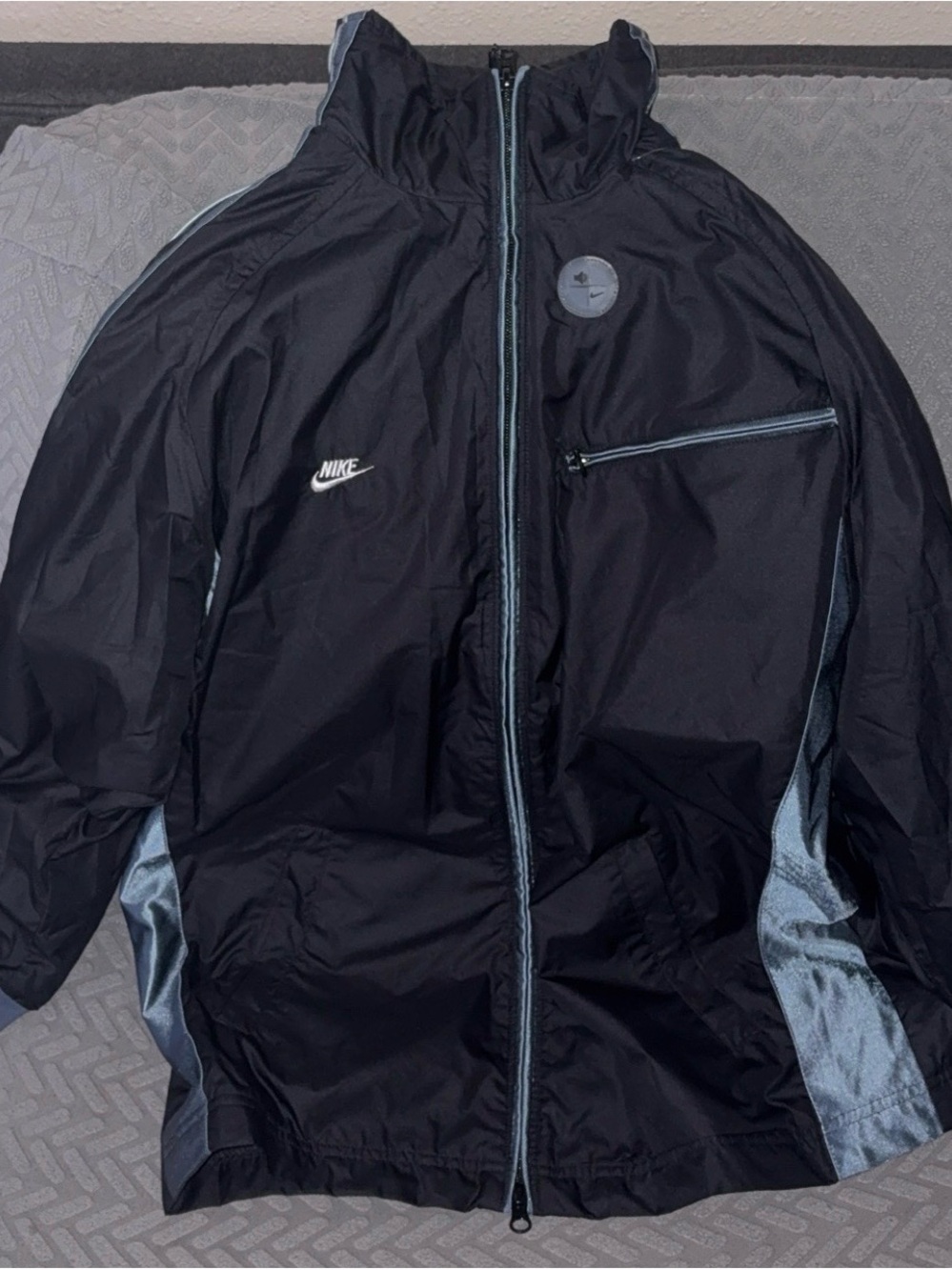 Vintage Nike Sphere Windbreaker Jacket Youth Large L 14-16 Black Y2K Silver Tag